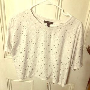 White eyelet detail crop top